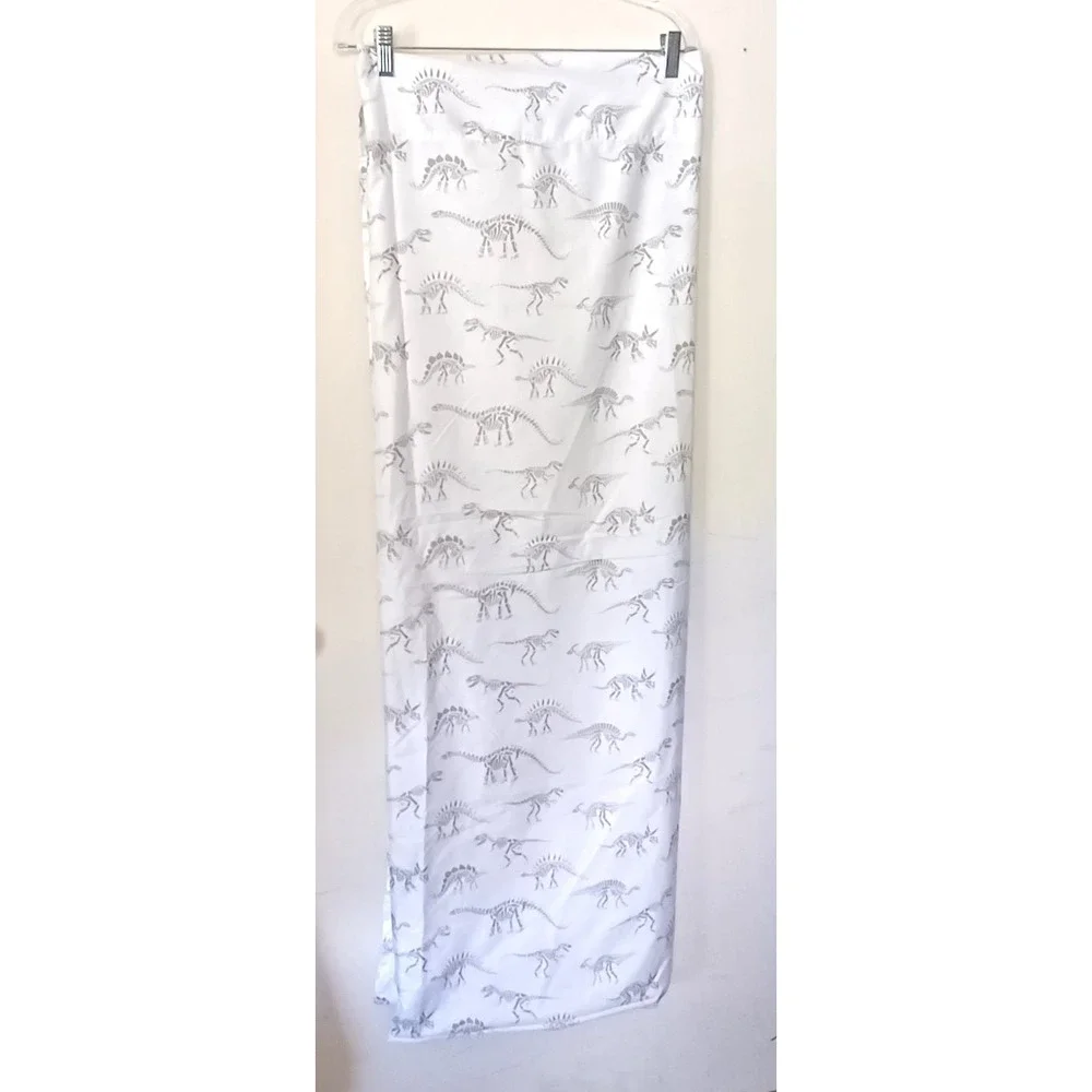 Your Zone Twin Flat Sheet White Grey Dinosaur Skeleton‎ Fossil Microfiber 66x96